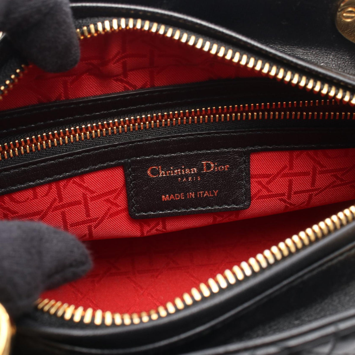 Dior LADY DIOR Christian Dior 2WAY Handbag Black leather 2101219889863