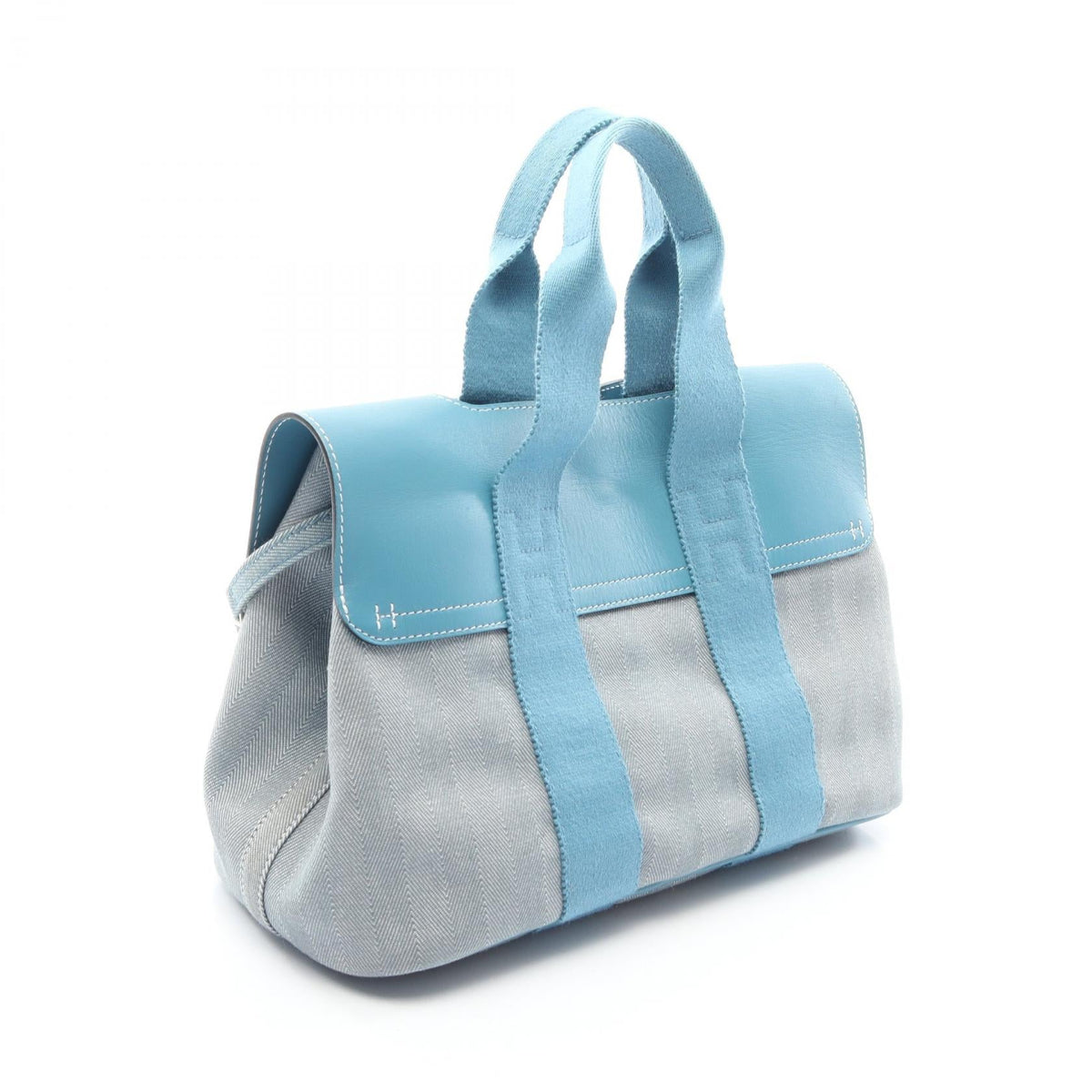 HERMES Valparaiso PM Blue Jean HandbagBlue jean Blue jean Blue Toile Chevrons canvas leather Vaux Swift leather 2101219888408