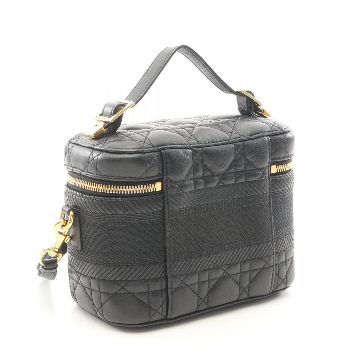 Dior DIORTRAVEL Small Vanity Cannage 2WAY Handbag Black Lambskin (sheep leather) 2101219888415