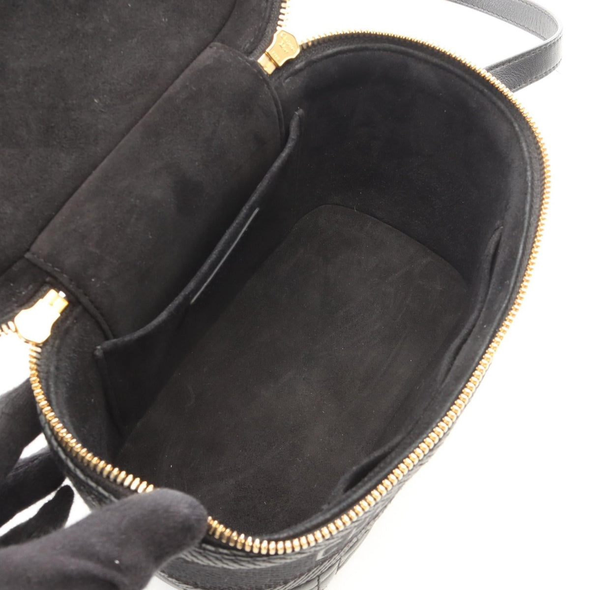 Dior DIORTRAVEL Small Vanity Cannage 2WAY Handbag Black Lambskin (sheep leather) 2101219888415