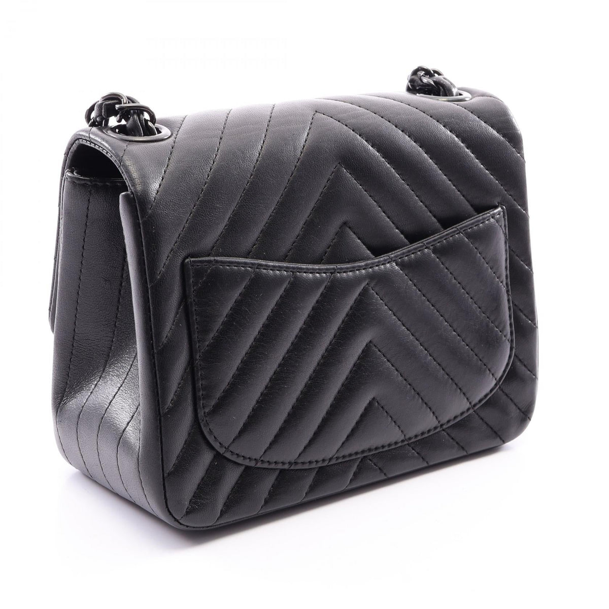 CHANEL Black Chevron V-stitch Mini Black Hardware Lambskin (sheep leather) 2101219888491