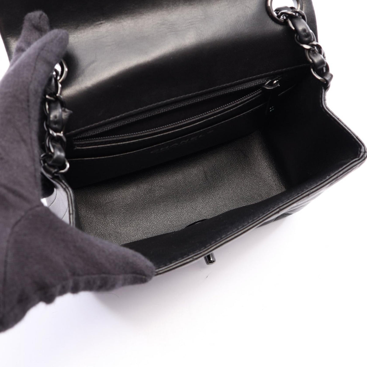 CHANEL Black Chevron V-stitch Mini Black Hardware Lambskin (sheep leather) 2101219888491