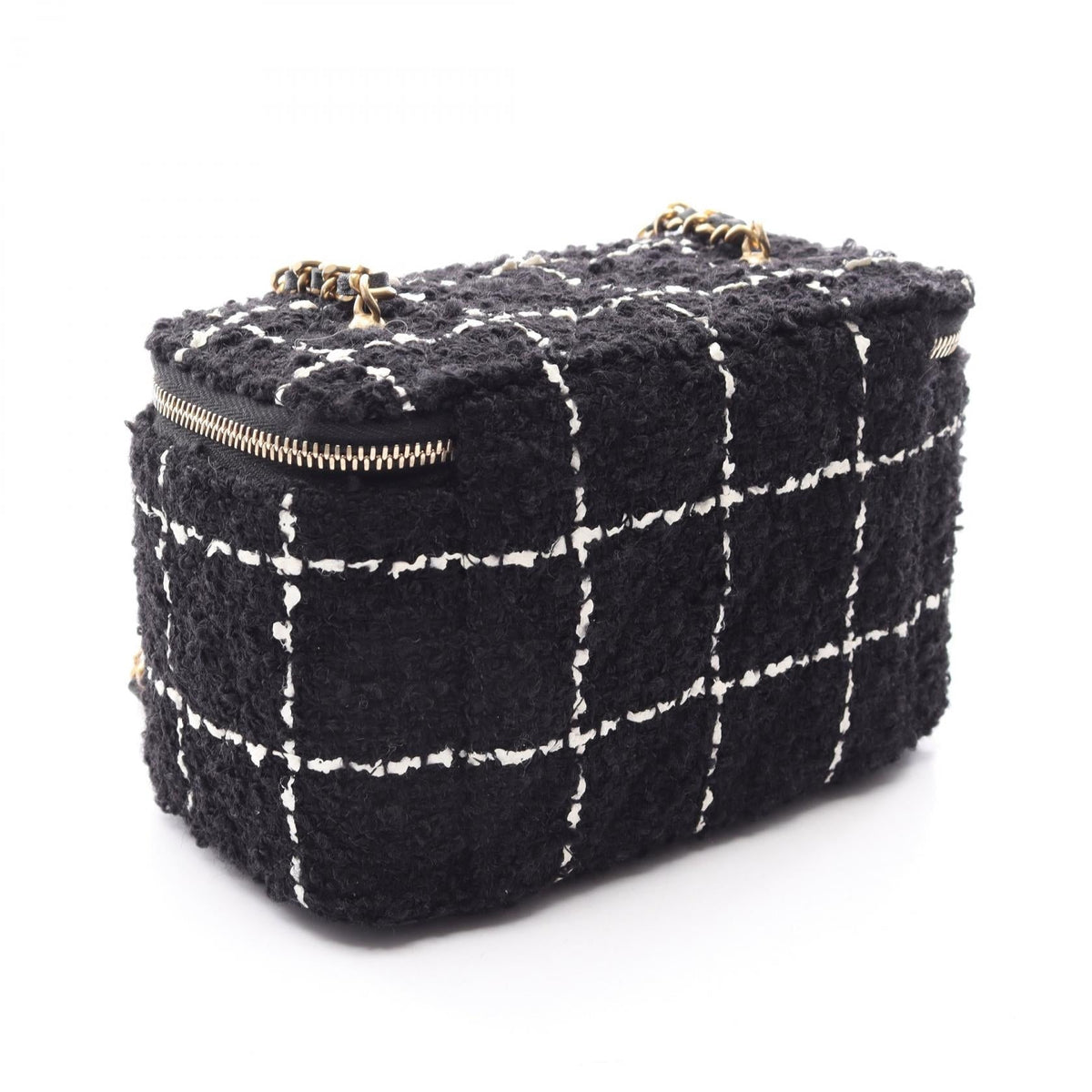 CHANEL Black/White COCO Mark vanity Fabric�leather 2101219888538