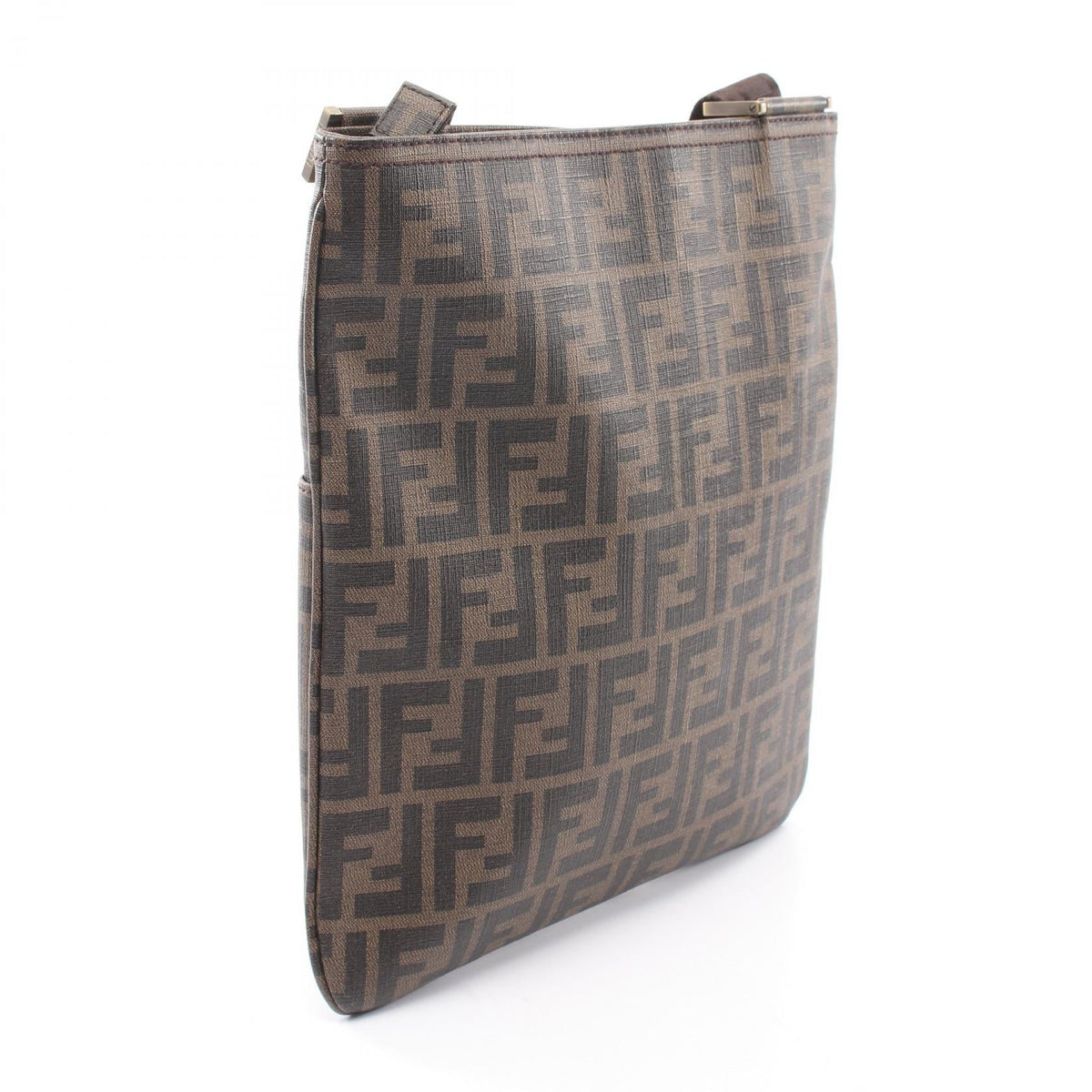 FENDI Zucca Shoulder Bag Brown/Black PVC coated canvas leather 2101219888651
