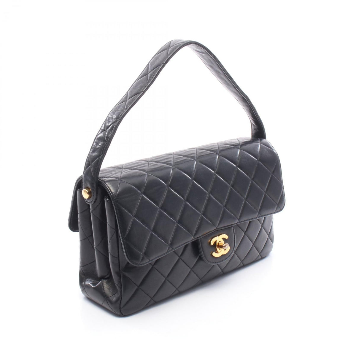 CHANEL Black Matelasse Double Face Shoulder Bag Lambskin (sheep leather) 2101219887494