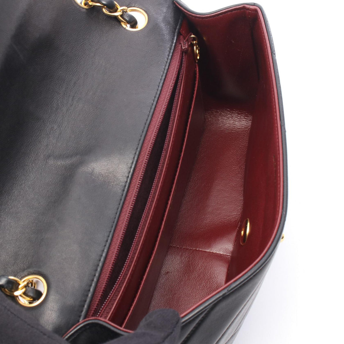 CHANEL Black Bias stitch Lambskin (sheep leather) 2101219887548