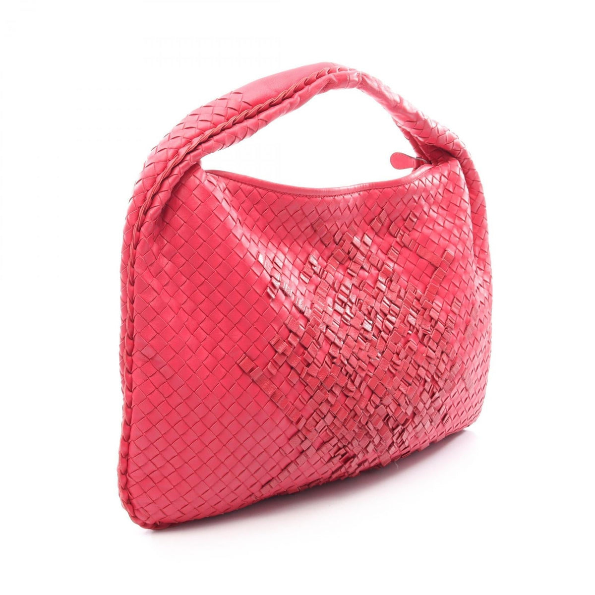 BOTTEGA VENETA Intrecciato Hobo Handbag Pink/Red leather 2101219887647