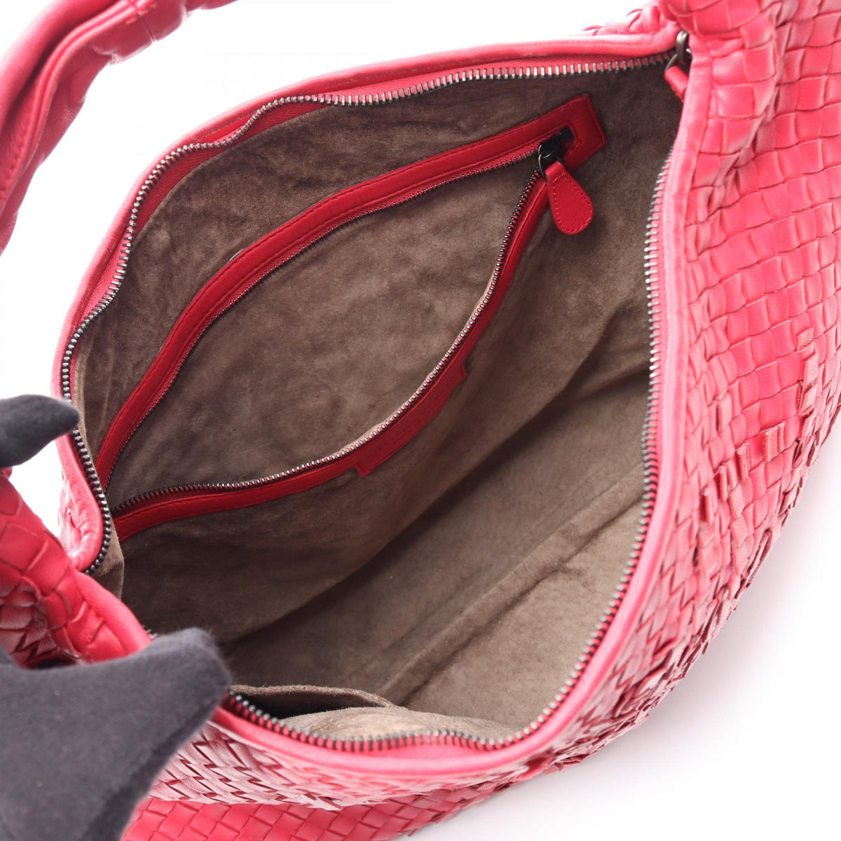 BOTTEGA VENETA Intrecciato Hobo Handbag Pink/Red leather 2101219887647