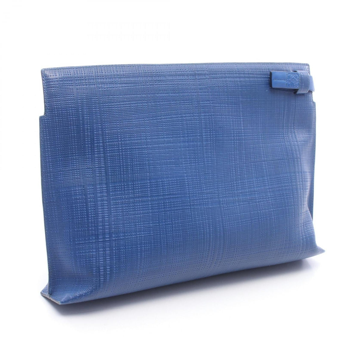 LOEWE T Pouch Anagram Linen business bag clutch bag Blue leather C500W05X1 2101219879079