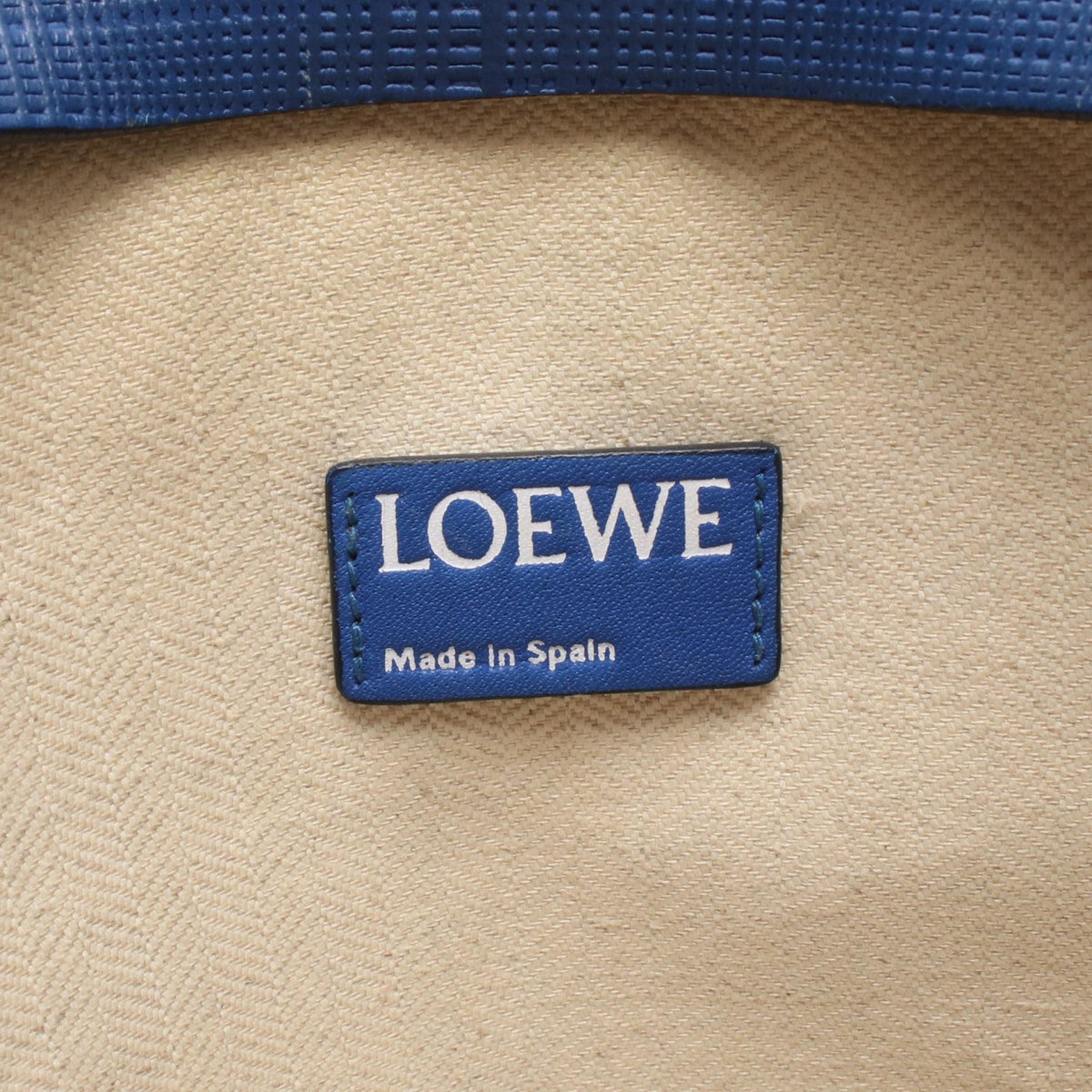 LOEWE T Pouch Anagram Linen business bag clutch bag Blue leather C500W05X1 2101219879079