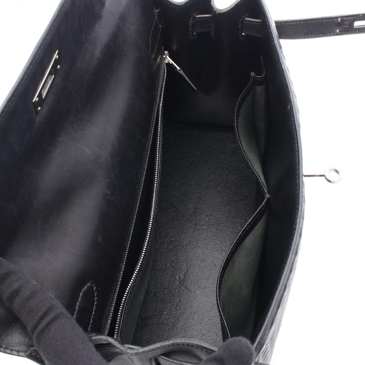 HERMES Kelly 32 outer stitch 2WAY Handbag Black leather Dwich 2118700088797