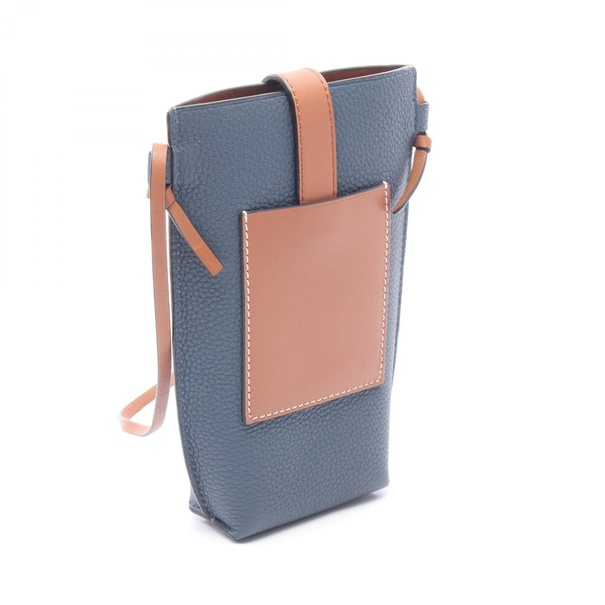 LOEWE gate pocket Shoulder Bag Blue/Brown leather 2104102510646
