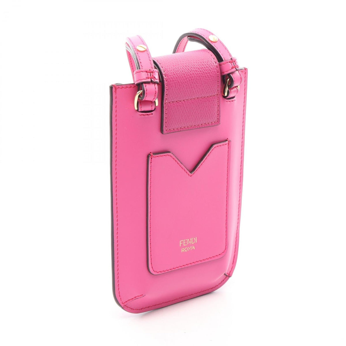 FENDI FF Diamond Phone Pouch Shoulder Bag Pink leather 7AS188 2104102510653