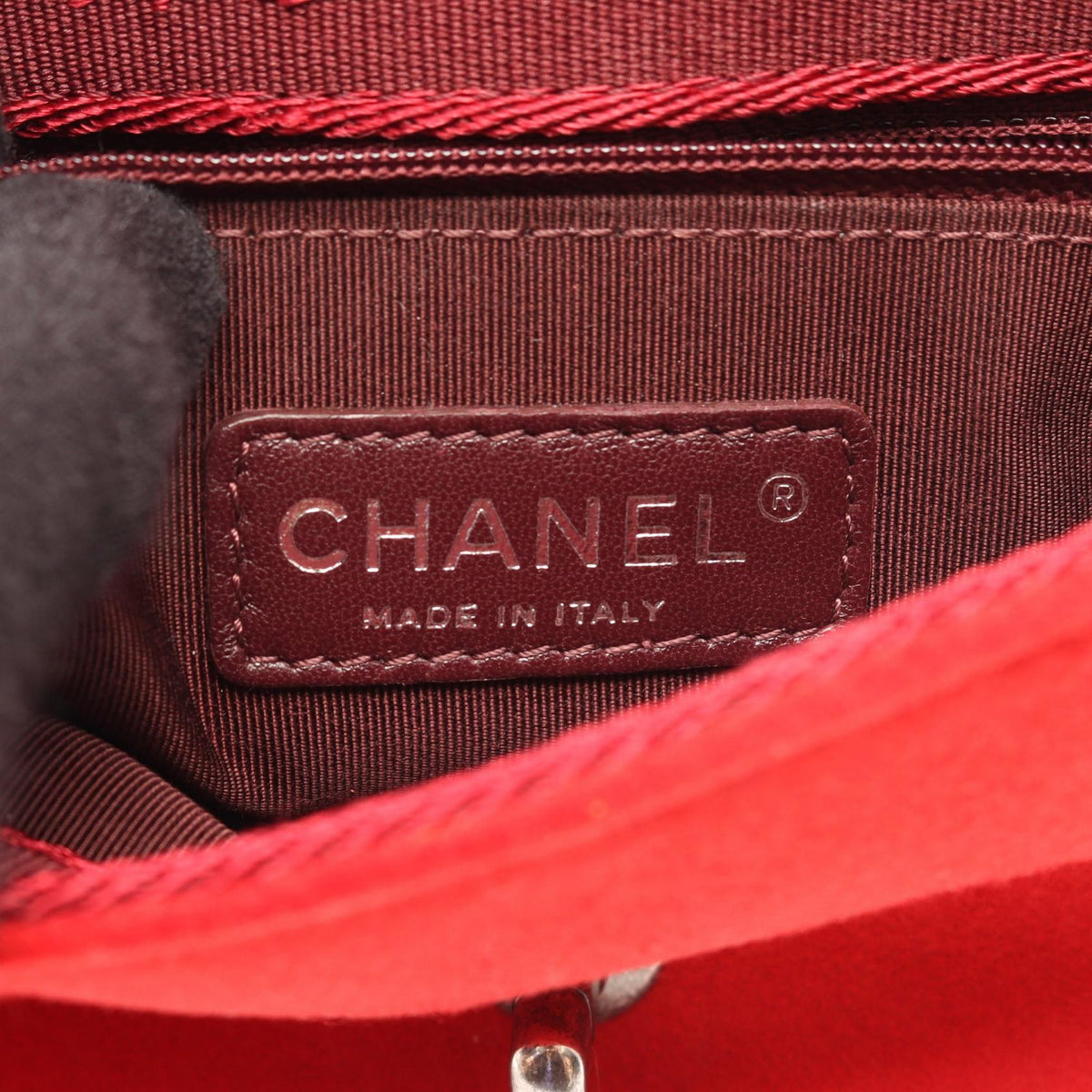 CHANEL Red Matelasse Small leather�wool 2106800640779