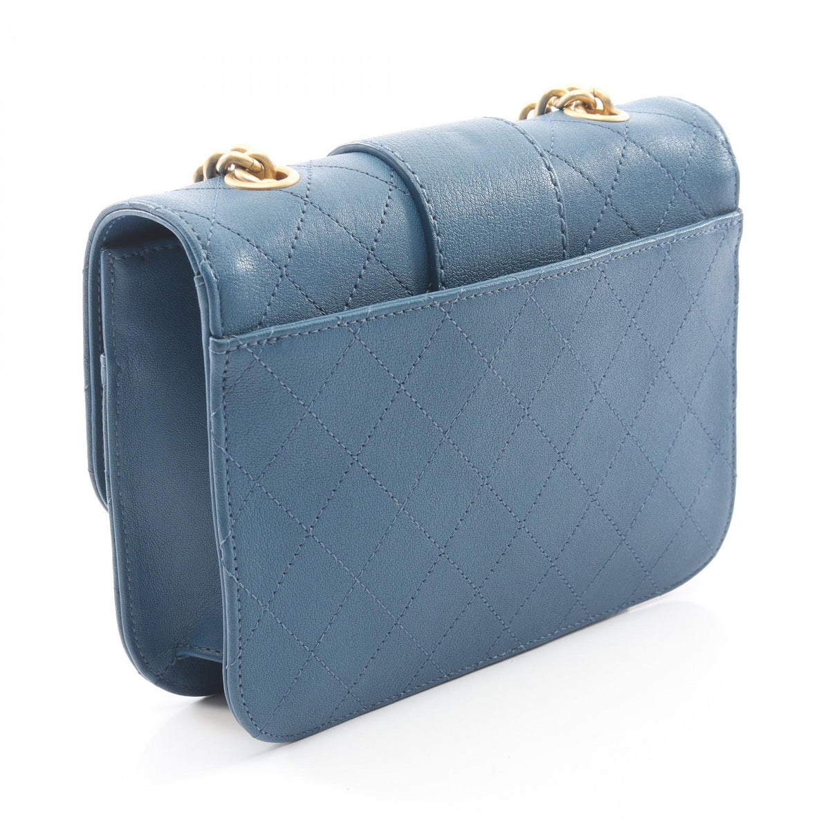 CHANEL Blue Matelasse leather 2106800640823