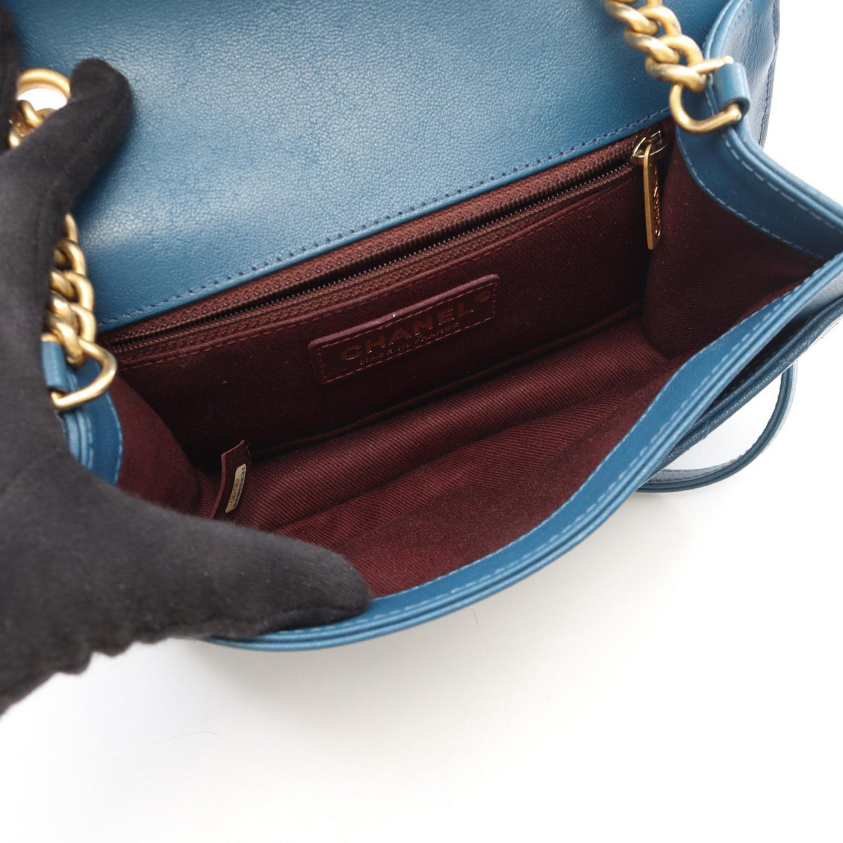 CHANEL Blue Matelasse leather 2106800640823