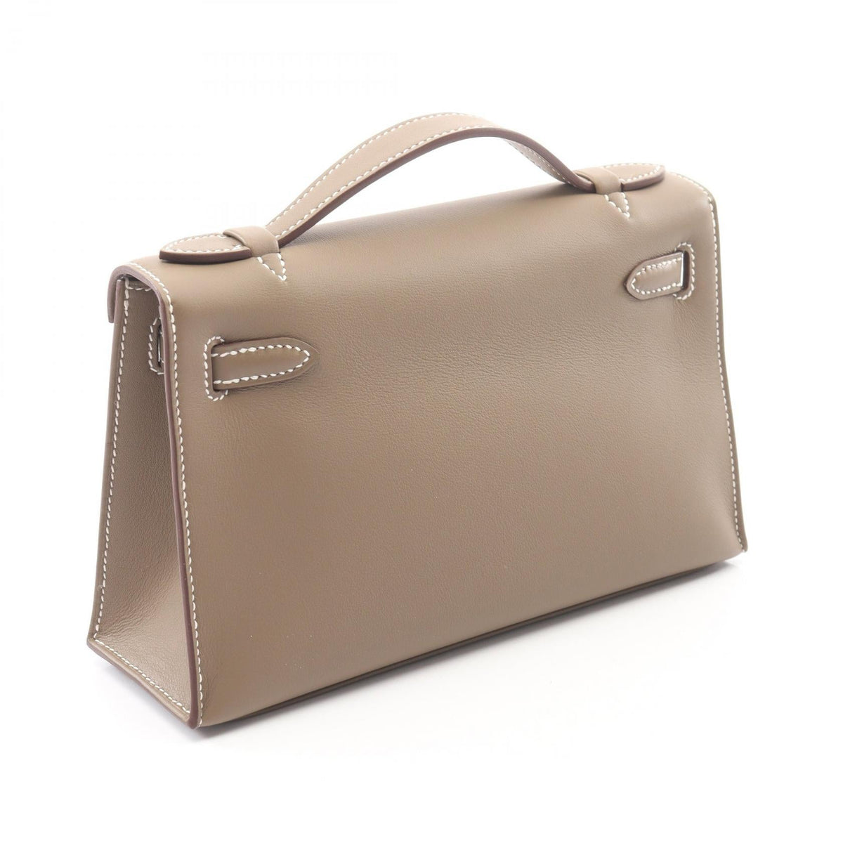 HERMES Kelly Mini Pochette in Etoupe Grey Handbag Gray Vaux Swift leather Other Vaux Swift leather 2104102532419