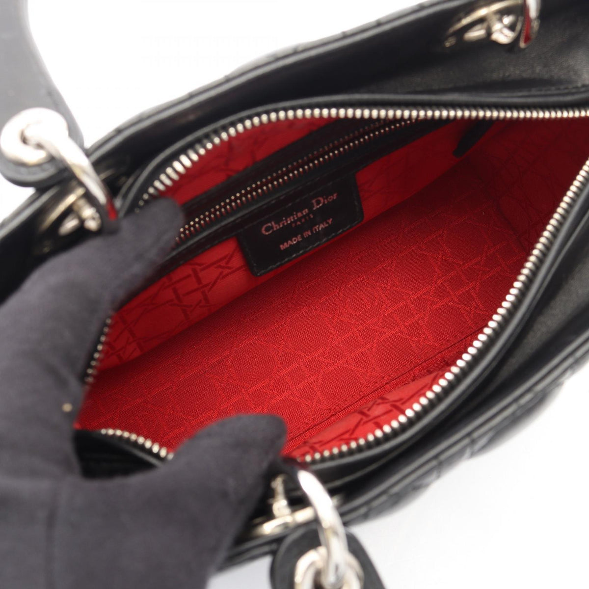 Dior LADY DIOR Christian Dior Cannage 2WAY Handbag Black leather 2101220099114