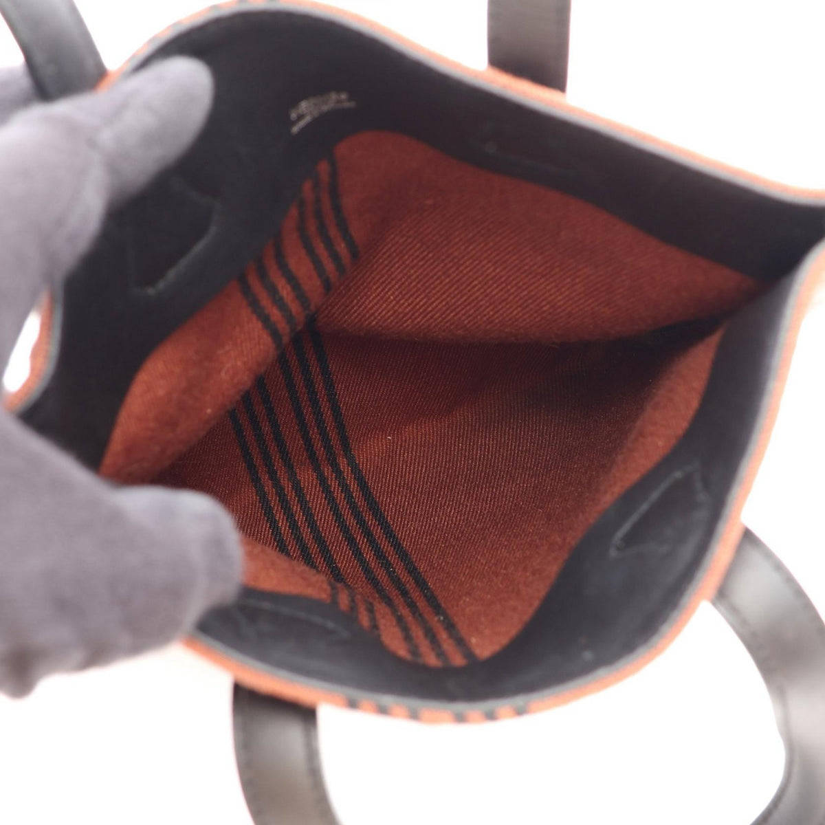 HERMES Potamoskabus PM Tote Bag Brown/Black Vaux Swift leather canvas Vaux Swift leather 2101220099527