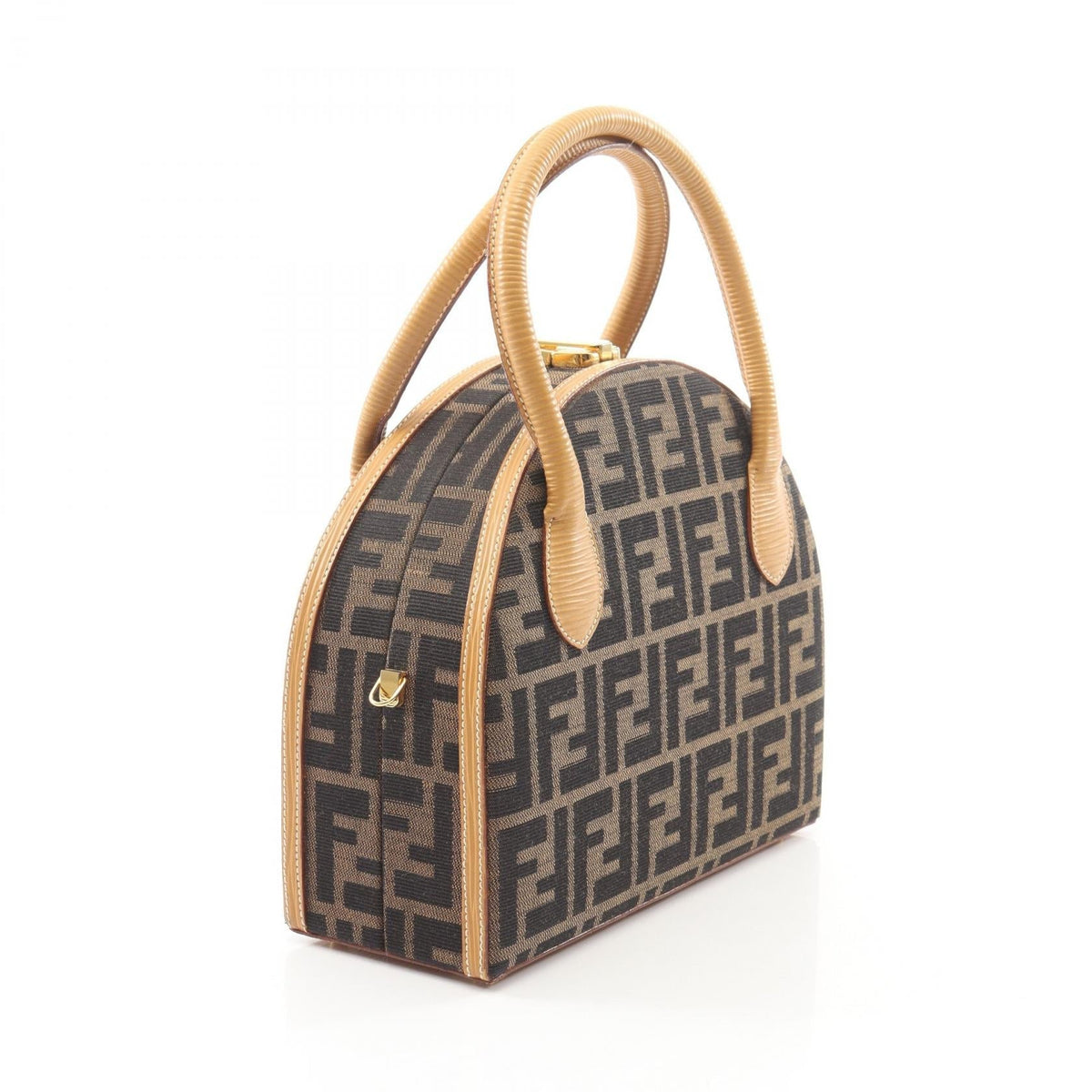 FENDI Zucca 2WAY Handbag Brown/Black/Beige canvas�leather 2101220099596