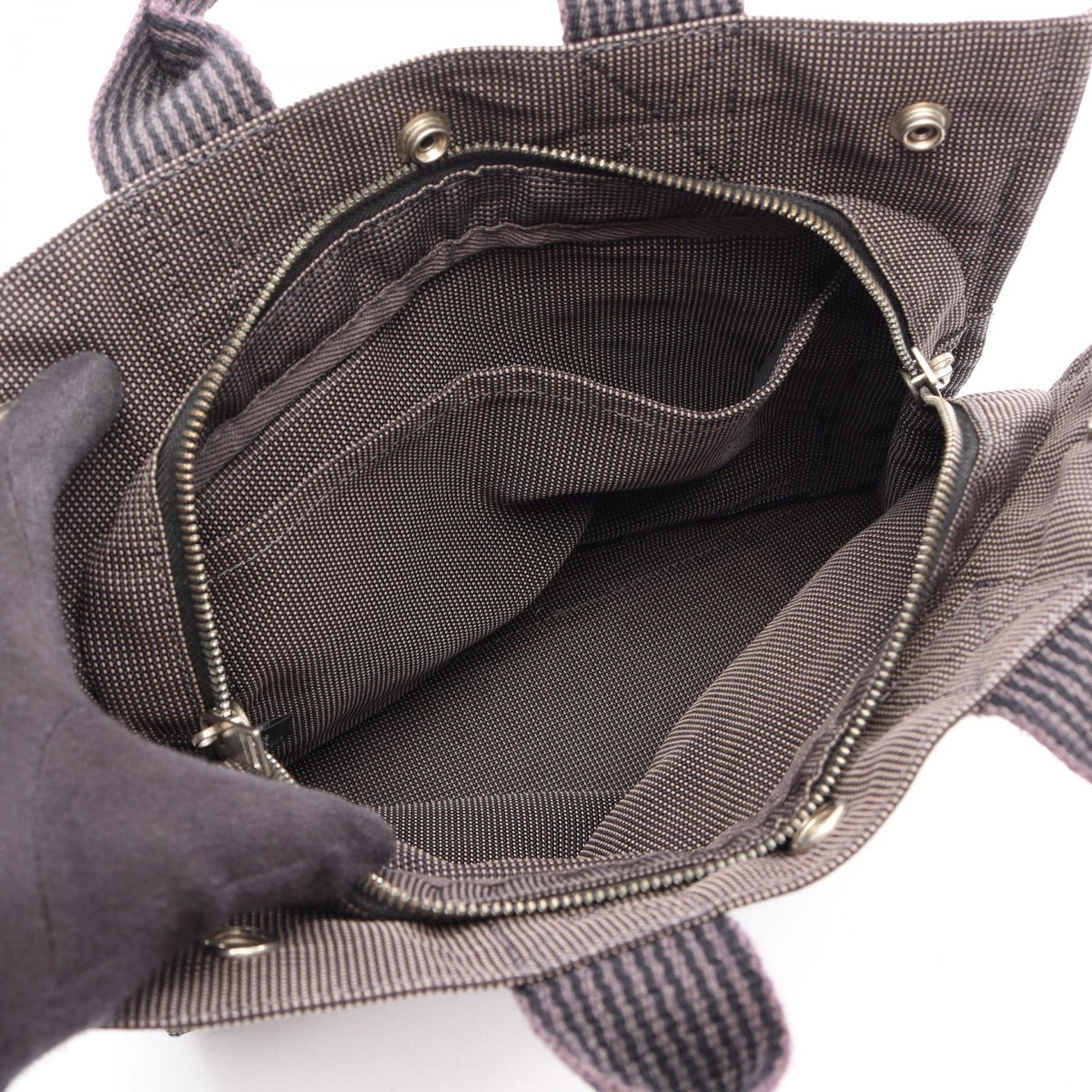 HERMES HerlinePM Tote Bag Gray Other Nylon canvas 2101220100377