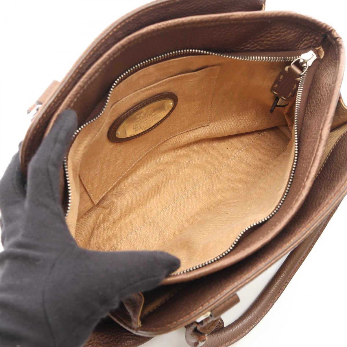 FENDI Selleria Handbag Brown leather 2101220101572