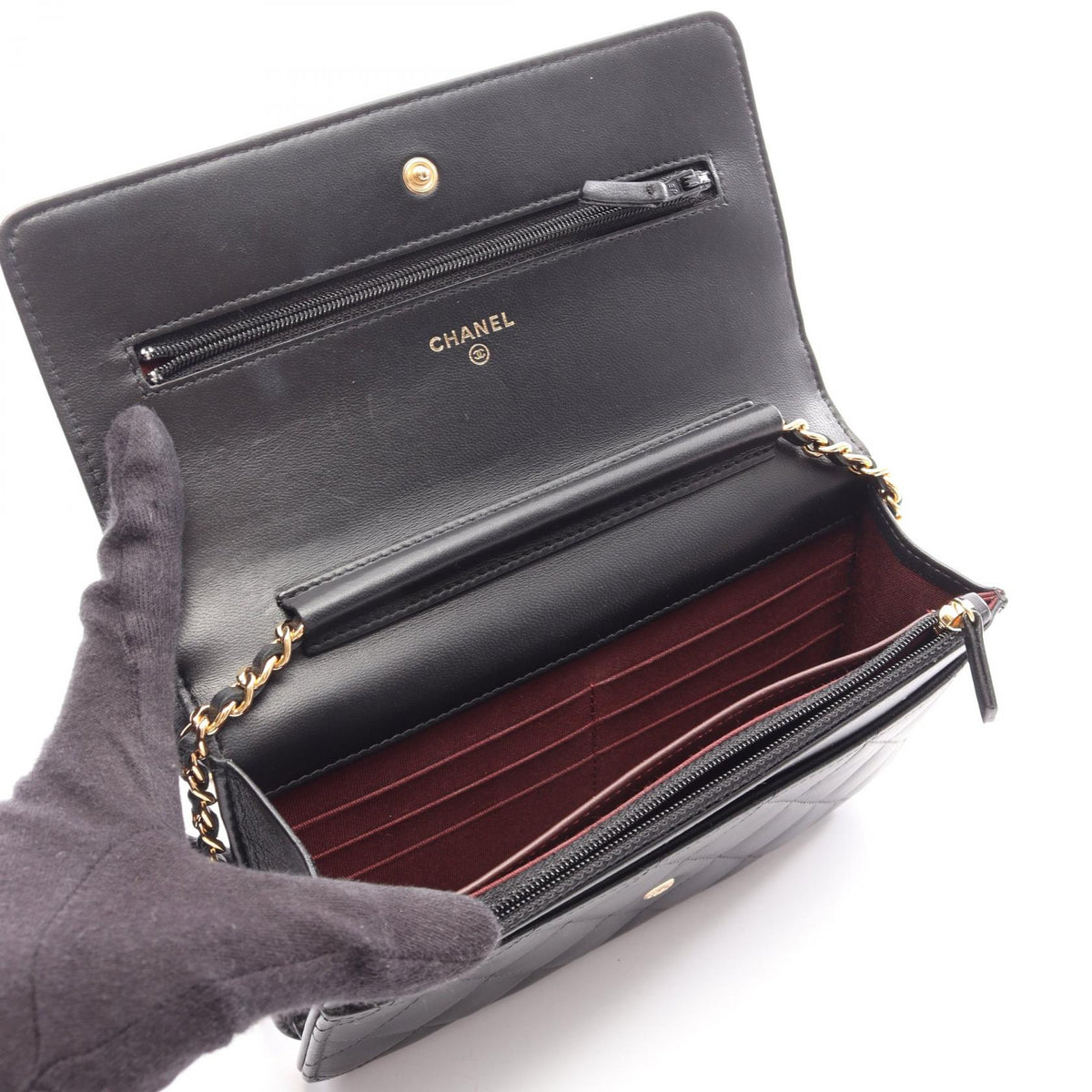 CHANEL Black Matelasse Lambskin (sheep leather) 2106800640977