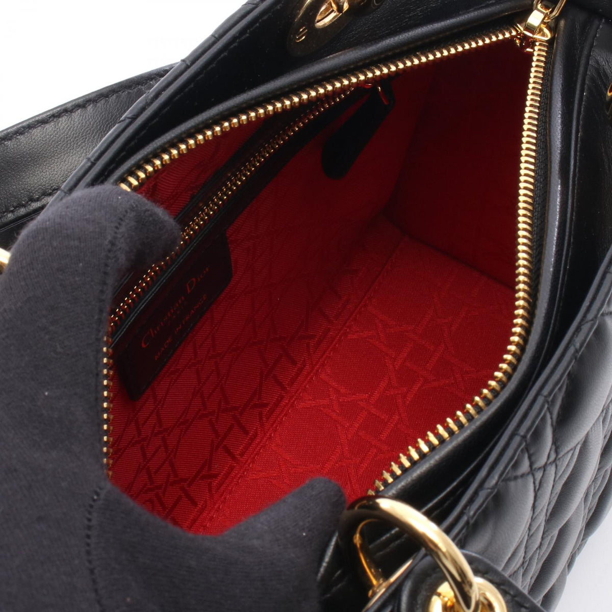 Dior Lady Christian Dior Cannage 2WAY Handbag Black leather CAL44550 2106800641110