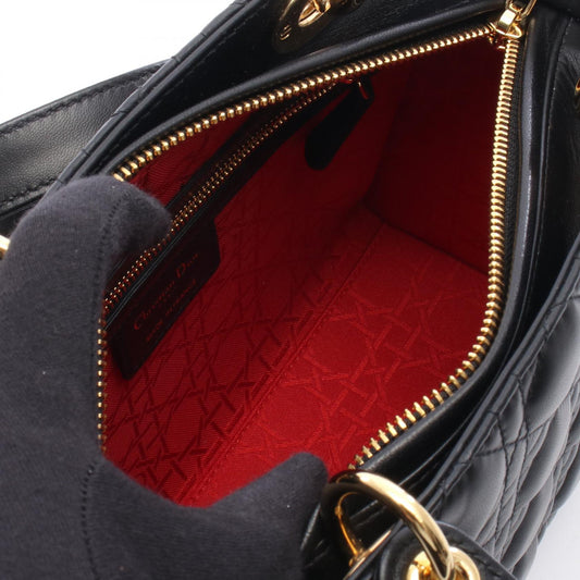 Dior Lady Christian Dior Cannage 2WAY Handbag Black leather CAL44550 2106800641110