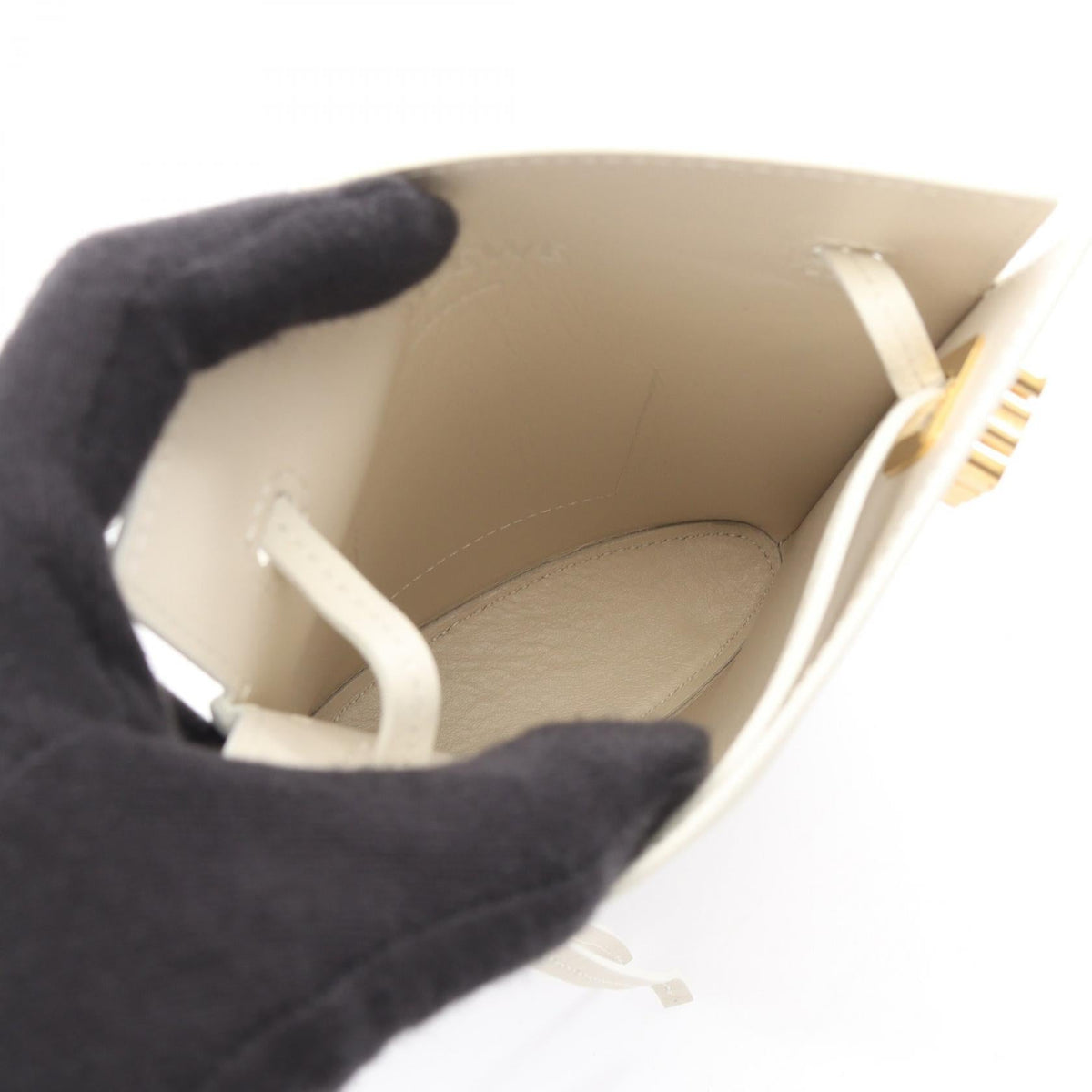 LOEWE dice pocket Shoulder Bag White leather C630R12X01 2120900135256