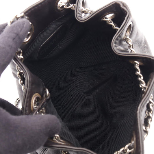 CHANEL Black COCO Mark Small Drawstring Bag Lambskin (sheep leather) 2101220035334