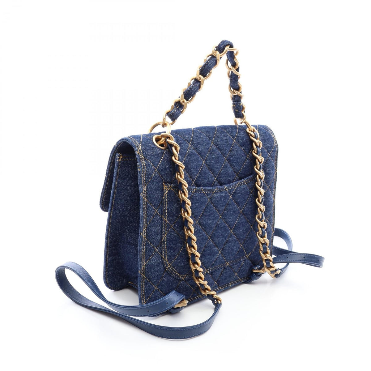 CHANEL Blue Matelasse Chain denim 2101220037512