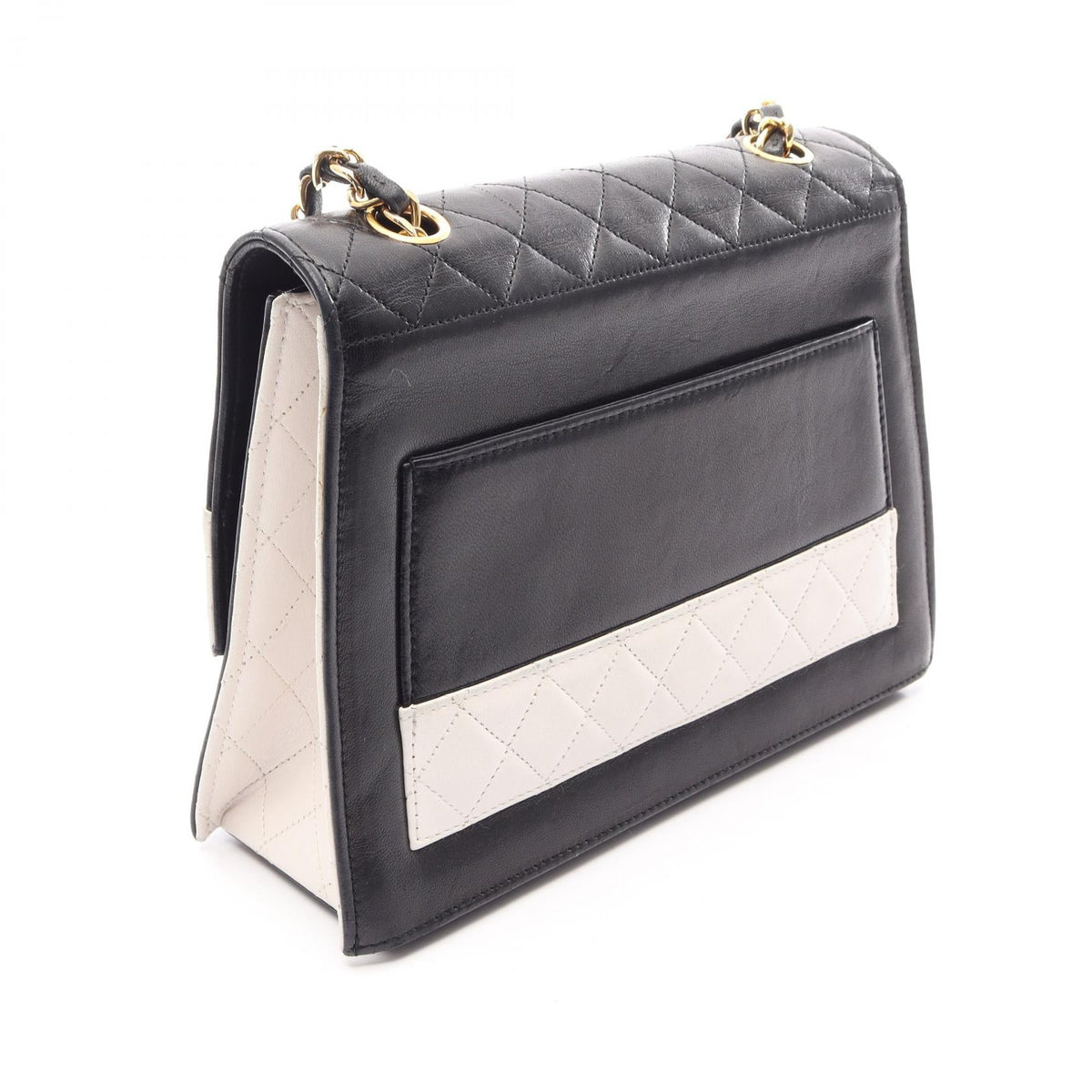 CHANEL Black/White Matelasse Lambskin (sheep leather) 2107400256926