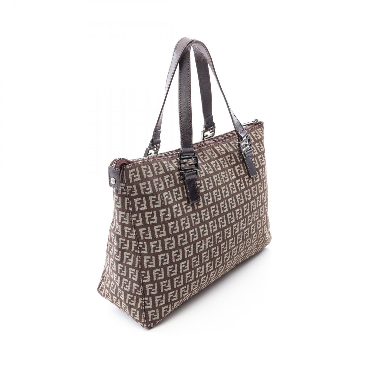 FENDI Zucchino Tote Bag Brown/Beige canvas leather 2118300091890