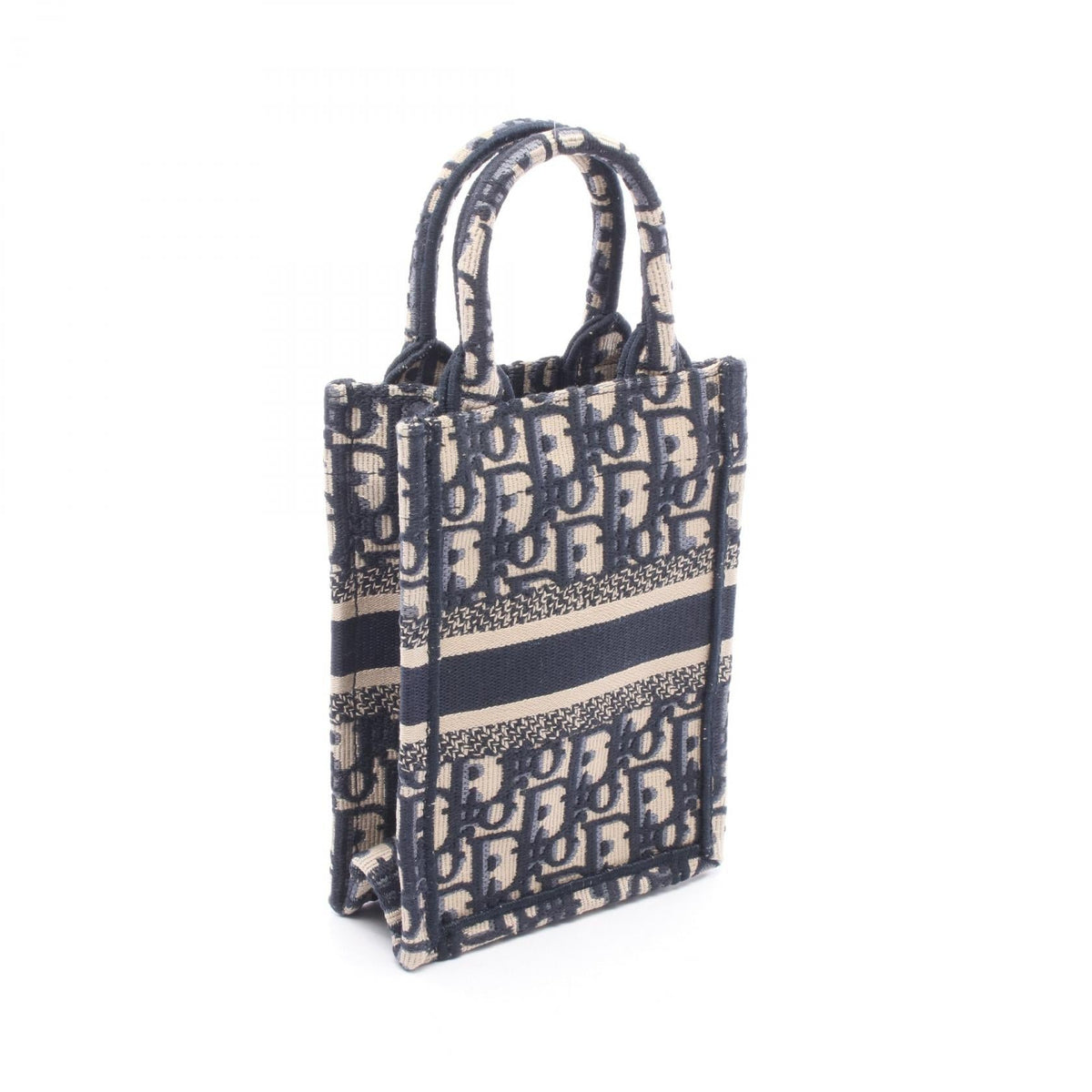 Dior BOOK TOTE Vertical Bag Mini Phone Bag 2WAY Handbag Navy/Beige canvas 2101219953304