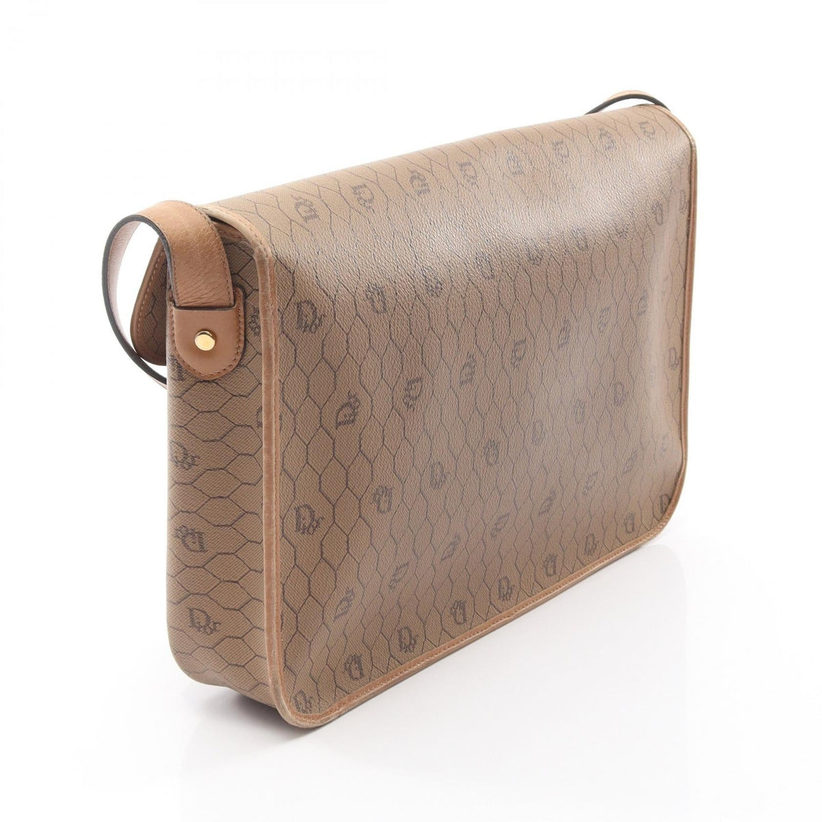Christian Dior Honeycomb pattern Shoulder Bag Beige/Brown PVC coated canvas leather 2101220083854