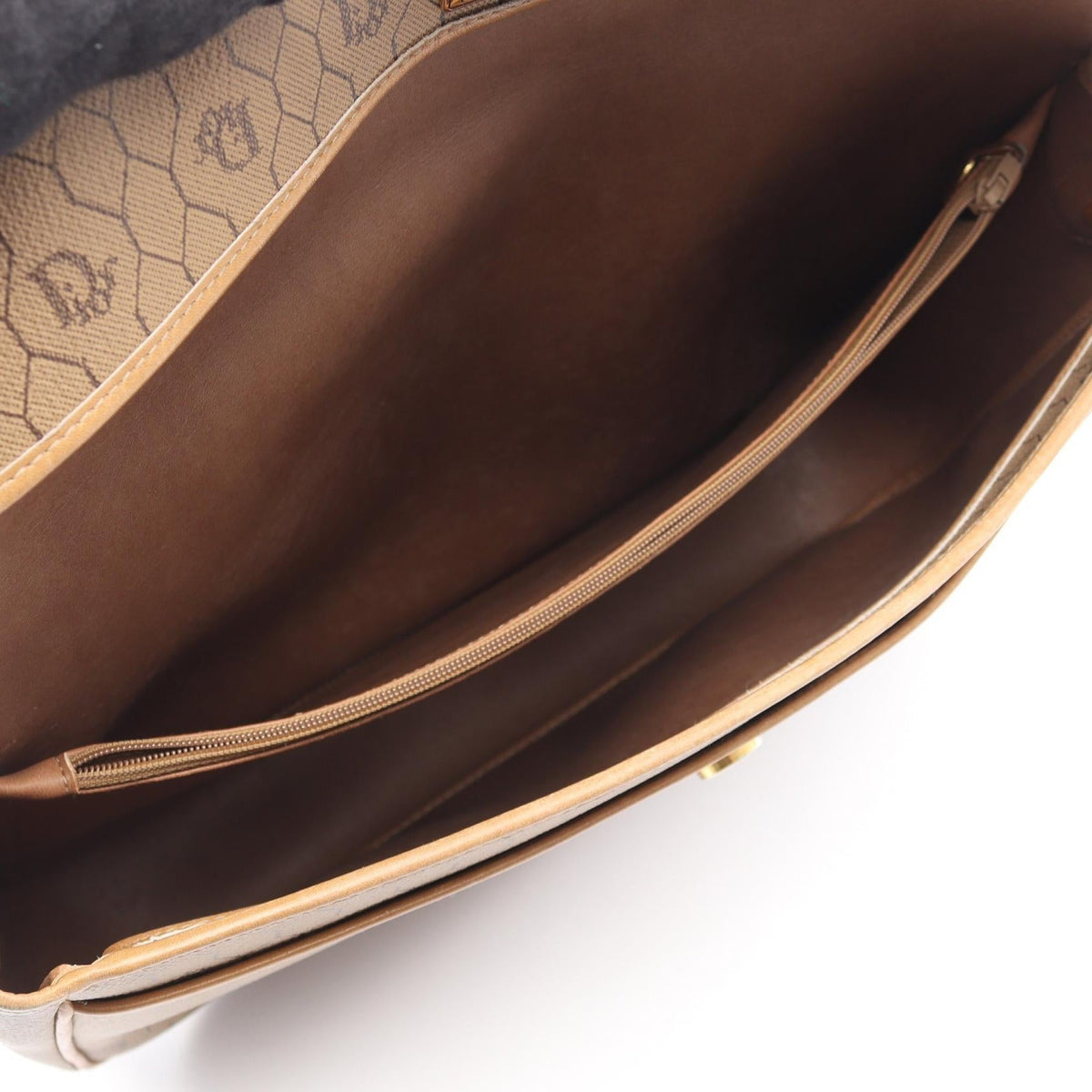 Christian Dior Honeycomb pattern Shoulder Bag Beige/Brown PVC coated canvas leather 2101220083854