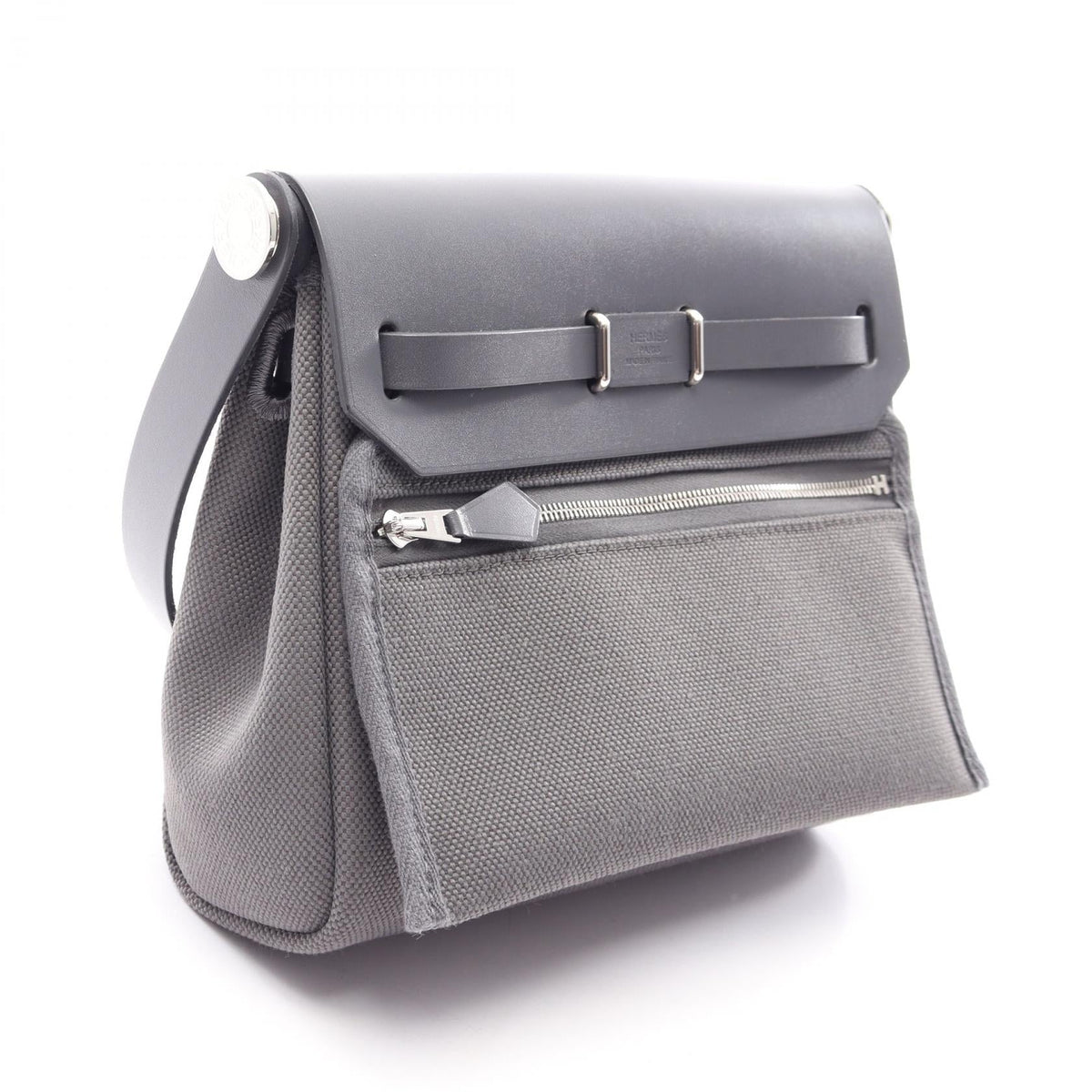 HERMES Airbag Zip Mini Shoulder BagArdoise Ardoise Gray Toile H canvas leather Toile H / Vache leather Hunter 2120900119805