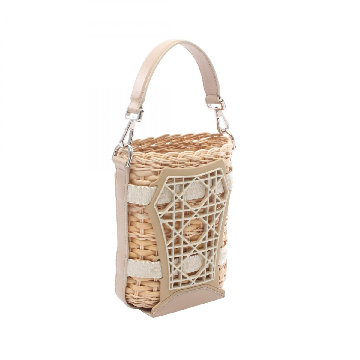 Dior Sahara 2WAY Handbag Beige leather Rattan 2101219901008