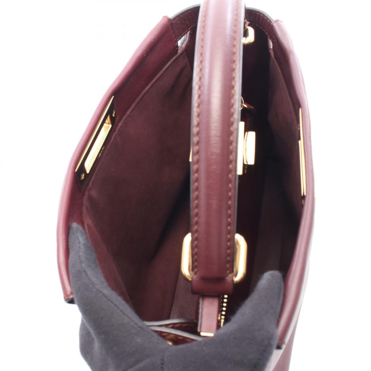 FENDI Peekaboo Regular Wave Frill 2WAY Handbag Bordeaux leather 8BN290 2101220065669