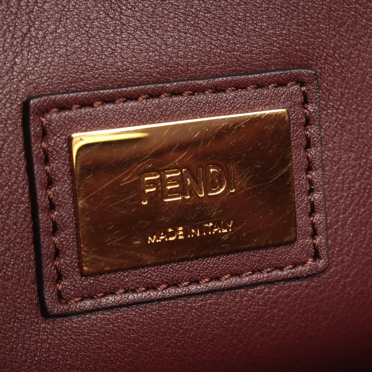 FENDI Peekaboo Regular Wave Frill 2WAY Handbag Bordeaux leather 8BN290 2101220065669