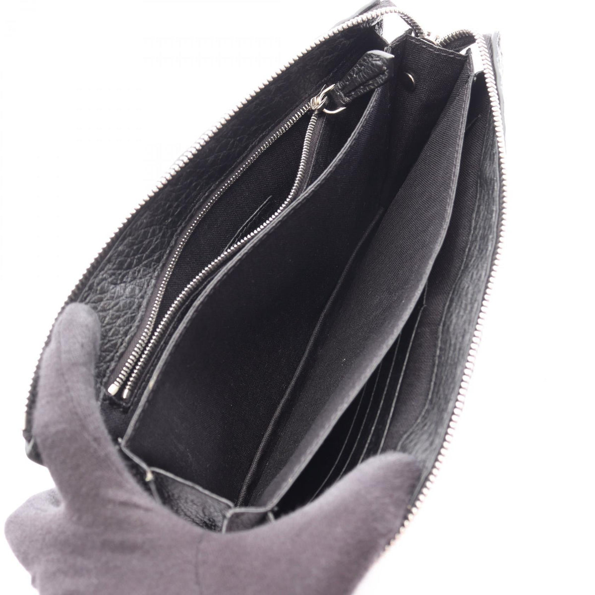 FENDI Selleria Slim business bag clutch bag Black leather 7VA350 2101220065676