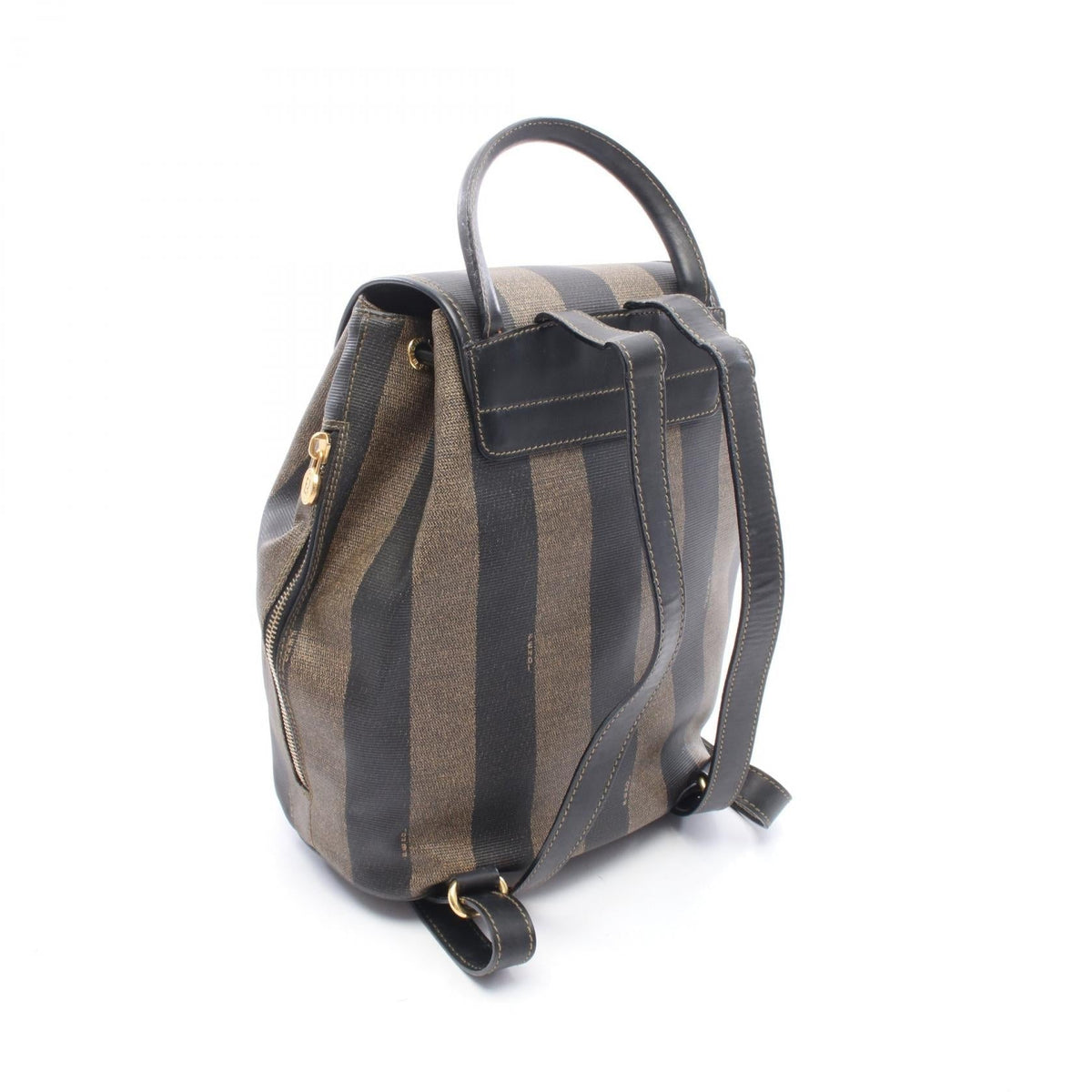 FENDI Pecan Rucksack Backpack Brown/Black PVC coated canvas leather 2104102530125