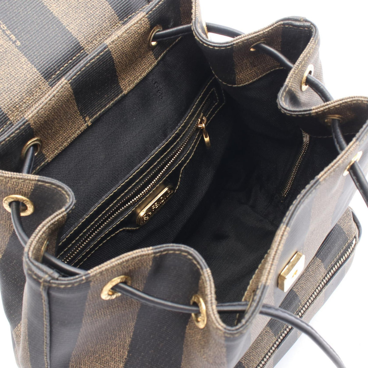 FENDI Pecan Rucksack Backpack Brown/Black PVC coated canvas leather 2104102530125