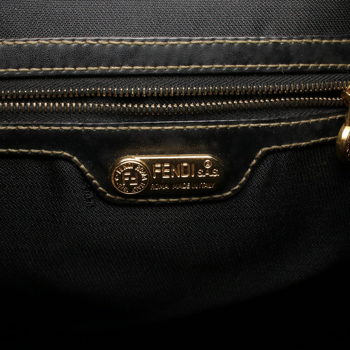 FENDI Pecan Rucksack Backpack Brown/Black PVC coated canvas leather 2104102530125