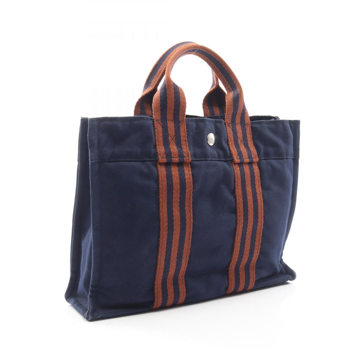 HERMES Fourre-toutPM Tote Bag Navy/Brown canvas 2104102528351