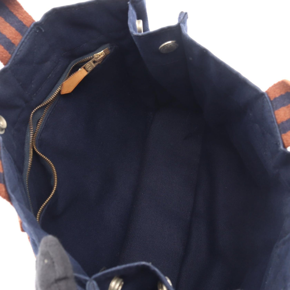 HERMES Fourre-toutPM Tote Bag Navy/Brown canvas 2104102528351