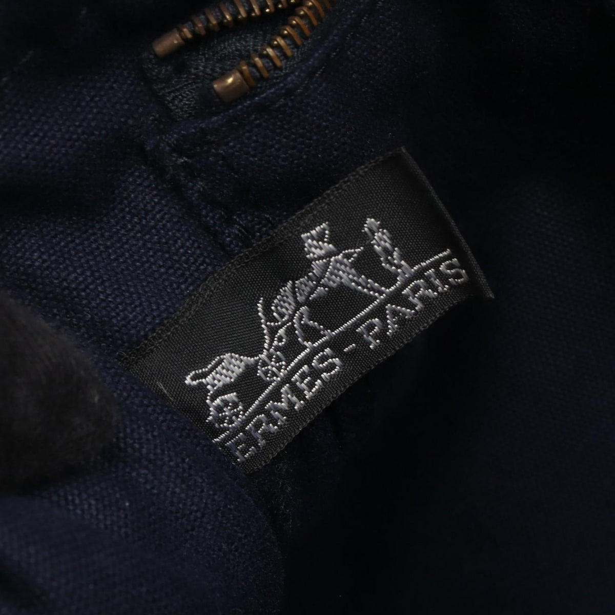 HERMES Fourre-toutPM Tote Bag Navy/Brown canvas 2104102528351