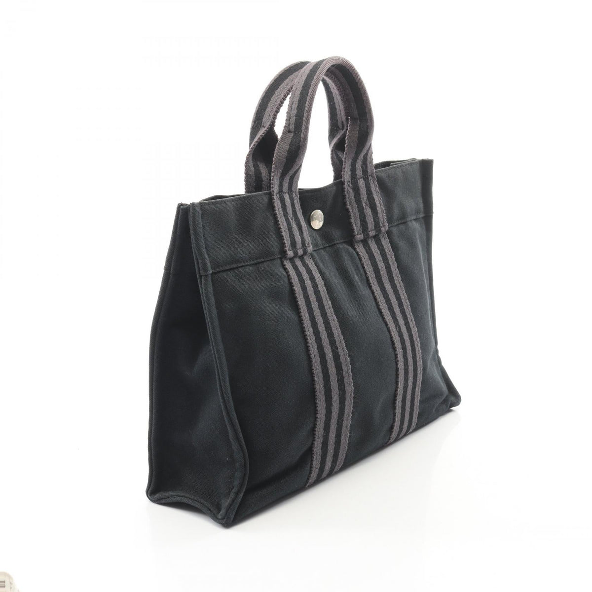 HERMES Fourre-toutPM Tote Bag Black/Gray canvas 2118400242918