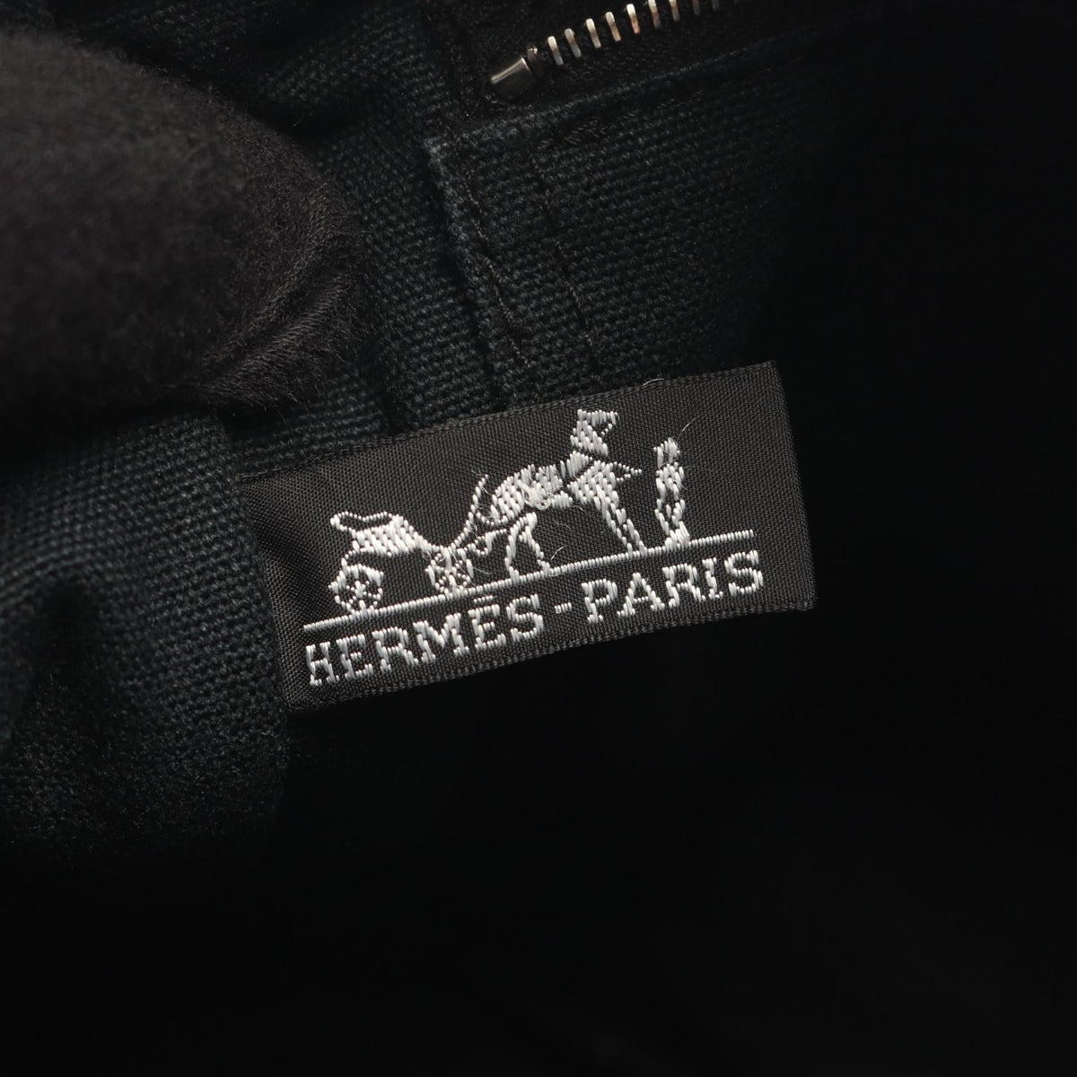HERMES Fourre-toutPM Tote Bag Black/Gray canvas 2118400242918